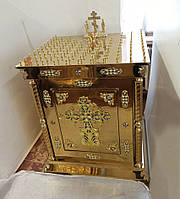 Церковний Панахідний стіл з булату на 90 свічок з декором 70х70х90см