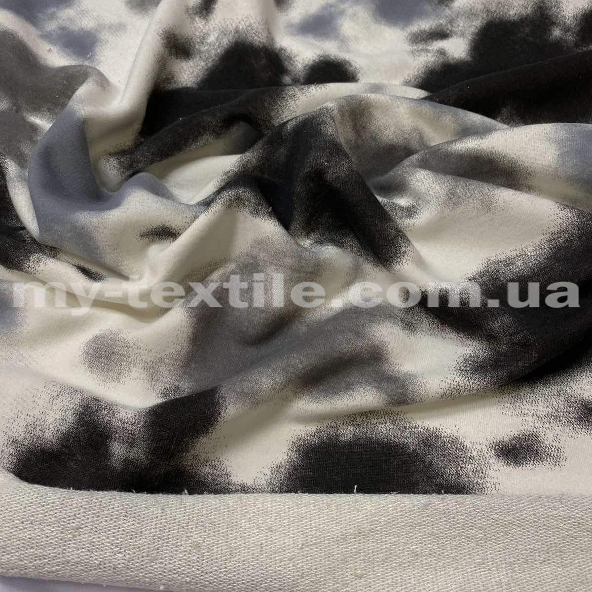 Тринитка без начісу (петля) Білий чорний з сірим, фото 1