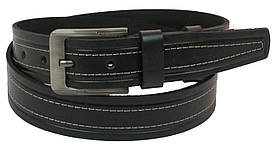 Чоловічий шкіряний ремінь під джинси Skipper 192-38 чорний 3,8 см