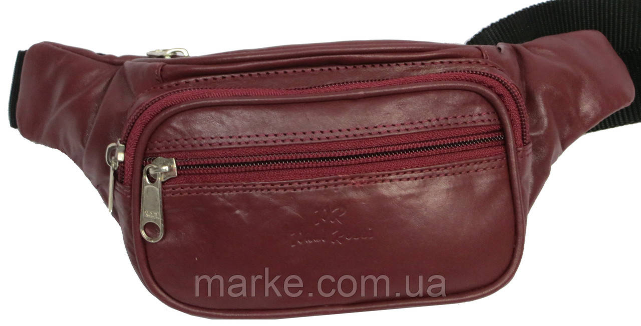 Поясна Сумка зі шкіри Paul Rossi 908-N червоно-коричневий