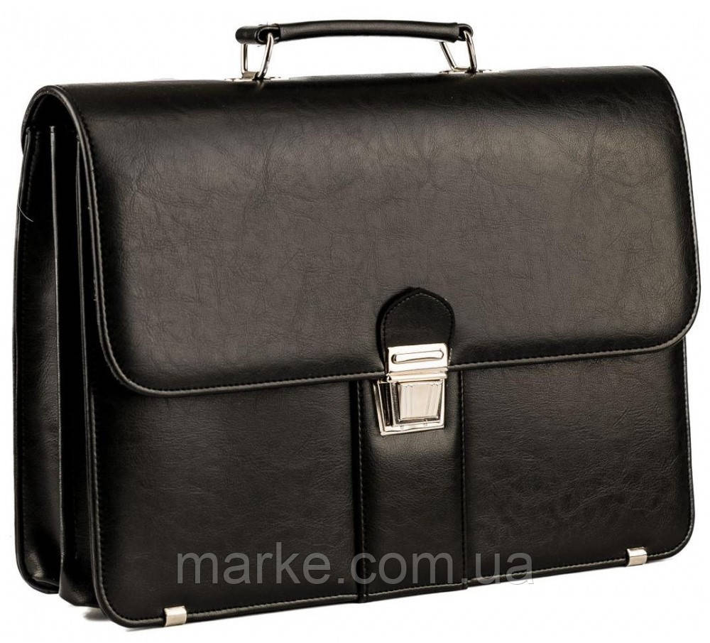 Діловий портфель з еко шкіри AMO Польща SST08 чорний