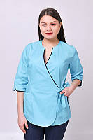 Блуза медична жіноча Венеція. ELIT COTTON. Ментол+темно-синій (обр)