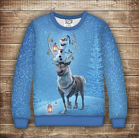 Світшот з 3D принтом на тему Холодне серце Свен і Олаф Дорослі та дитячі розміри ВСІ Розміри