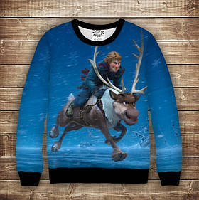 Світшот з 3D принтом на тему Холодне Серце Кристоф і Свен Дорослі та дитячі розміри ВСІ Розміри