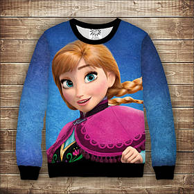 Світшот з 3D принтом на тему Холодне серце Анна в рожевому Дорослі та дитячі розміри ВСІ Розміри