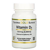 Вітамін D3, 125 мкг (5000 МО), 90 капсул, California Gold Nutrition
