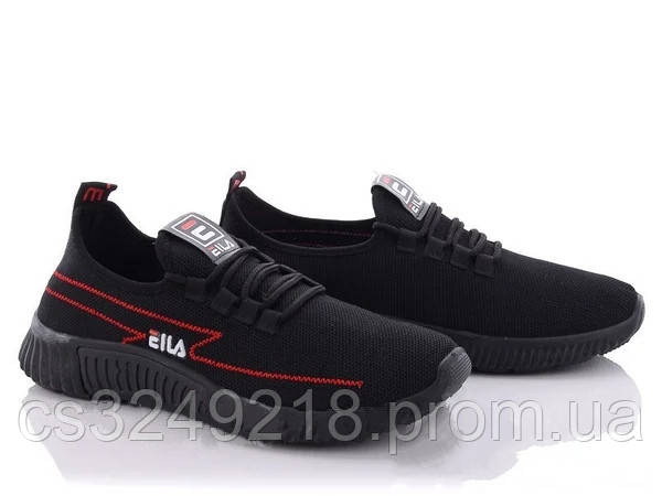 Чоловічі кросівки FILA чорні з червоною смугою. Розміри 41-44