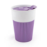 Чашка керамічна з силіконовим манжетом і кришкою поїлкою AFINA 400 мл для нанесення логотипу