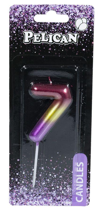 Свічка для торта Pelican "7" РАДУЖНА 6 см 866067 KNZ
