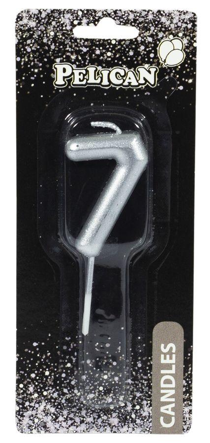 Свічка для торта Pelican, "7" срібло 4,5см 864527 KNZ
