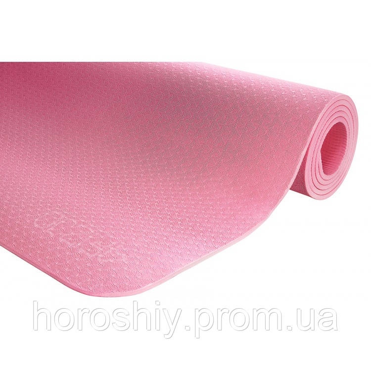 Фітнес килимок Йога мат нековзний 6 мм Рожевий
