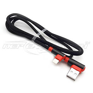 Кабель USB 2.0 (висока якість) Кутовий to Lightning кутовий, тканинне обплетення, 1 м, фото 4