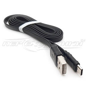 Кабель Type-C to USB 2.0 (висока якість + ) прогумований, чорний, 1 м, фото 2