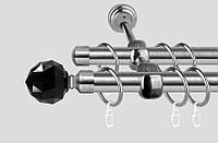 Карниз для штор двухрядный металлический 19 мм, Черный Кристалл (комплект) Сталь