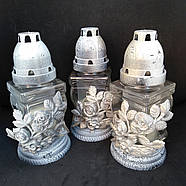 Лампадки свічки скло квадратні з трояндами 18 годин, фото 4