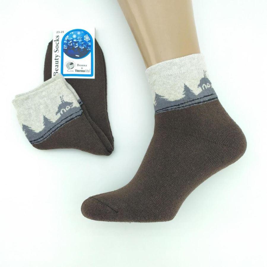 Шкарпетки жіночі махрові "ЛІС" шерсть BEAUTY SOCKS, р23-25б, коричневі, 20025854, фото 1