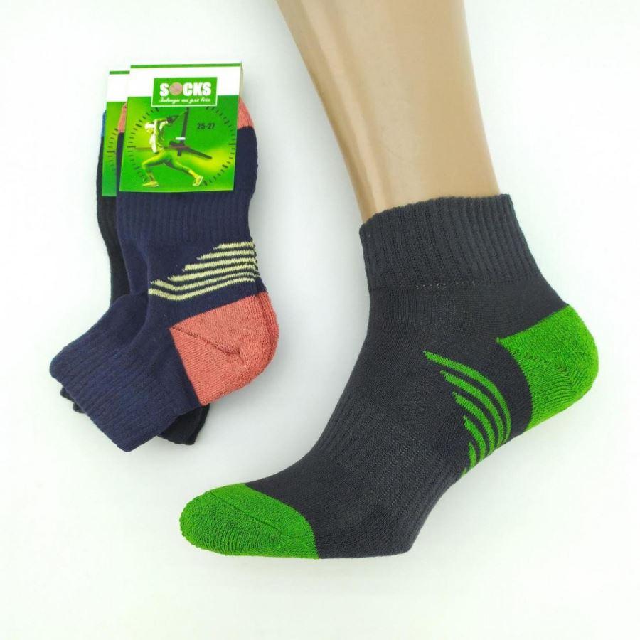 Шкарпетки жіночі, махровый след, "Полосочка", треккинговая резинка, SOCKS, р25-27, с цветной пяткой, темное, фото 1