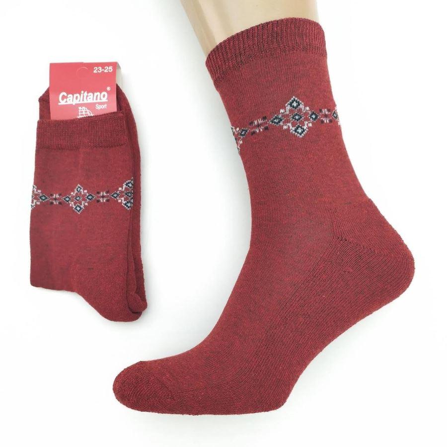 Шкарпетки жіночі махрові стопа високі з орнаментом Capitano 23-25р червоні 20033149, фото 1