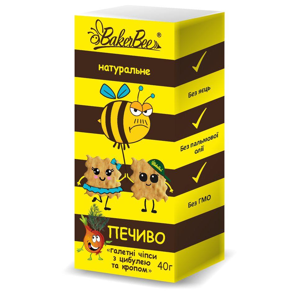 Печиво галетне BakerBee з цибулею та кропом, 40 г