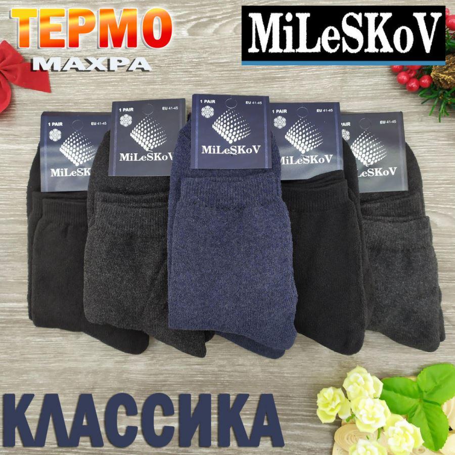 Шкарпетки чоловічі однотонні махрові середні Mileskov 41-45р темне асорті 20034894
