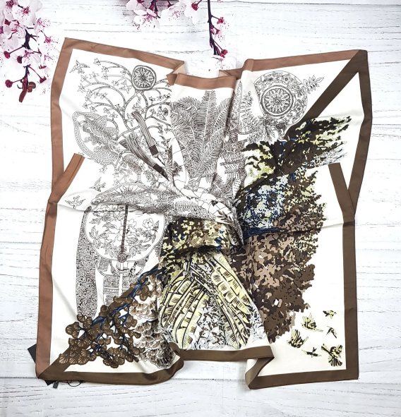 Шовкова хустка Тріс 90*90 см зелений