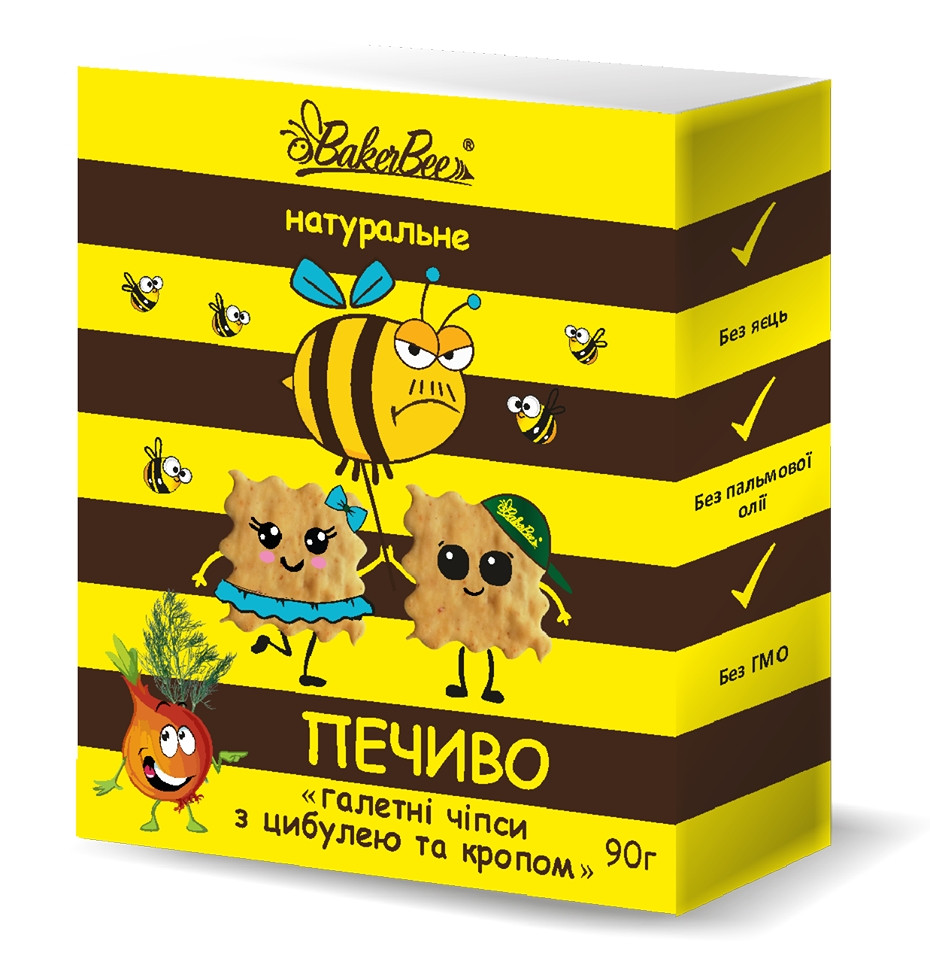 Печиво галетне BakerBee з цибулею та кропом, 90 г