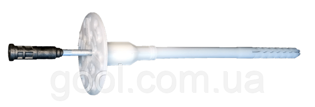 фаст фикс дюбель для ваты и пенопласта с металлическим гвоздем и удлиненной термоголовкой 10х190