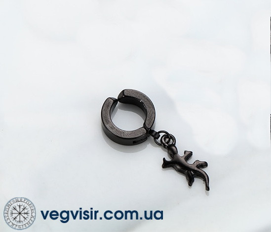 Модні чоловічі сережки-кліпси з ящіркою Ящірка на одне вухо без проколу сережки