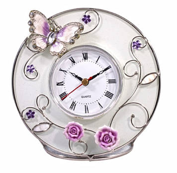 Годинник настільний кварцовий для будинку Метелик на чайній троянді Charme De Femme