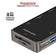 USB-C хаб 9-в-1 Promate PrimeHub-Go USB-C PD/HDMI/2xUSB 3.0/2xUSB 2.0/RJ45/SD/MicroSD Grey (primehub-go.grey), фото 7