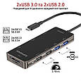 USB-C хаб 9-в-1 Promate PrimeHub-Go USB-C PD/HDMI/2xUSB 3.0/2xUSB 2.0/RJ45/SD/MicroSD Grey (primehub-go.grey), фото 5