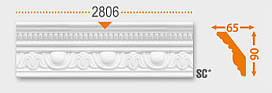 Плінтус стельовий арт.2806 від виробника 65х90х2000мм. (підходить під натяжну стелю)