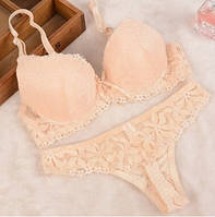 Синій комплект нижньої білизни 75B, трусики 44 розмір, 85% поліестер, 15% спандекс