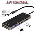 USB-C хаб 11-в-1 Promate PrimeHub-Pro USB-C PD/HDMI/VGA/2xUSB 3.0/2xUSB 2.0/RJ45/SD/MicroSD/AUX 3.5 мм Grey (primehub-pro.grey), фото 5