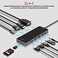 USB-C хаб 11-в-1 Promate PrimeHub-Pro USB-C PD/HDMI/VGA/2xUSB 3.0/2xUSB 2.0/RJ45/SD/MicroSD/AUX 3.5 мм Grey (primehub-pro.grey), фото 2