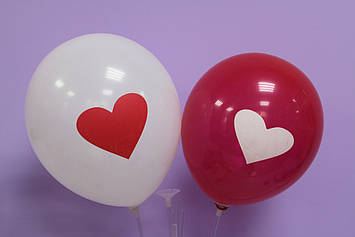Повітряна кулька 12 дюймів з малюнком сердечко 1шт
