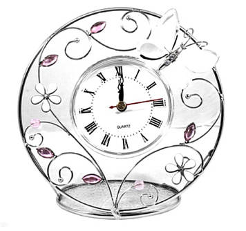 Годинник кварцевий настільний подарунок для дівчини Дзеркальний метелик Charme De Femme