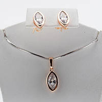 Набір Xuping сережки та кулон із позолотою цирконій безбарвний