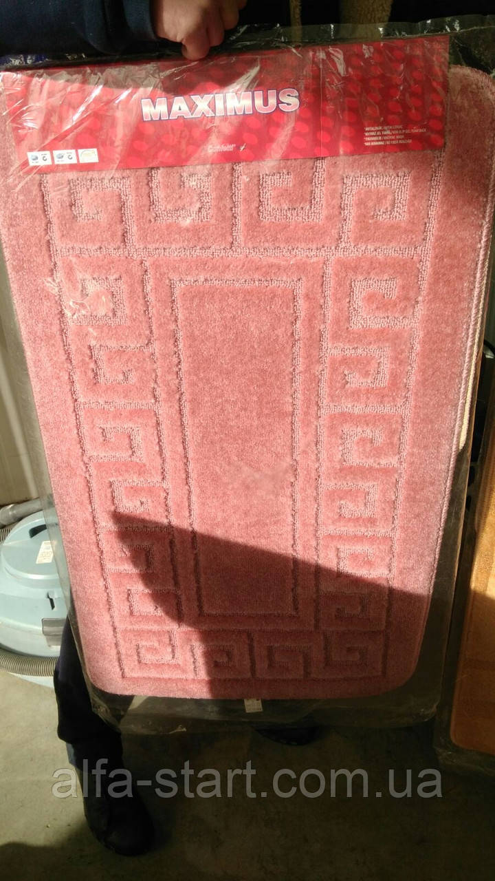 Рожевий набір килимків Туреччина 3Д з малюнком у ванну кімнату та туалет