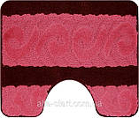 Рожевий набір килимків Туреччина 3Д з малюнком у ванну кімнату та туалет, фото 7