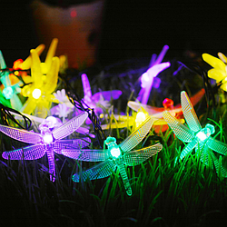 Вулична гірлянда на сонячній батареї бабки 5.5 м 20 led багатобарвна 8 режимів.
