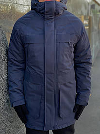 Чоловіча зимова куртка синя парку з капюшоном