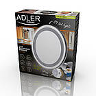 Косметичне дзеркало Adler AD 2168 — 5-кратне збільшення, Поворотне, LED-підсвітка, Присоска, фото 7