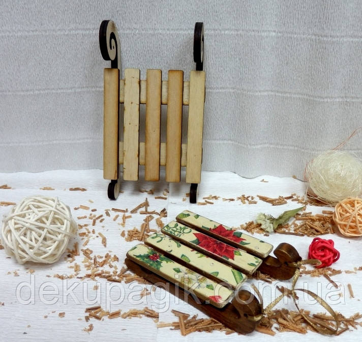 Саночки декоративні середні, 8,5х15см, фото 1