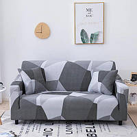 Чехол на диван универсальный для мебели цвет серый шапито 90-140см Код 14-0603