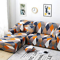 Чохол на диван універсальний для меблів колір жовтогарячий шапіто 175-230 см Код 14-0614