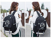 Светящийся городской рюкзак Senkey&Style школьный портфель с мальчиком черный Код 10-7225