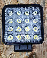 Фара додаткова LED 48W (16x3W Epistar) квадратна, 3070lm, 9-32V (Flood)