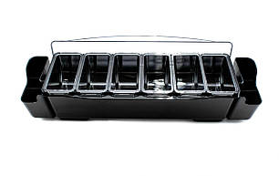 Ящик барний на 6 осередків Барний органайзер із пластику Барний ящик з відділеннями Ящик барний на 6 секцій чорний, фото 2