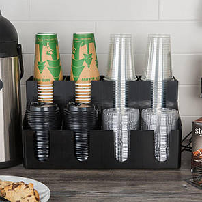 Підставка для склянок Диспенсер для паперових склянок та кришок на 8 осередків Барний органайзер із пластику, фото 1